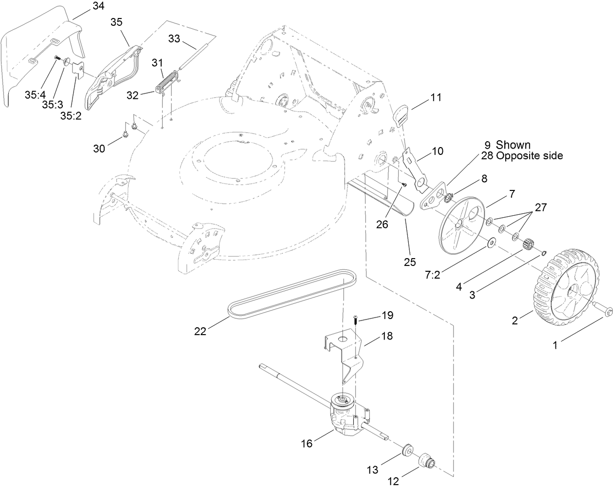 Side Discharge Door and Rear Wheel Assembly