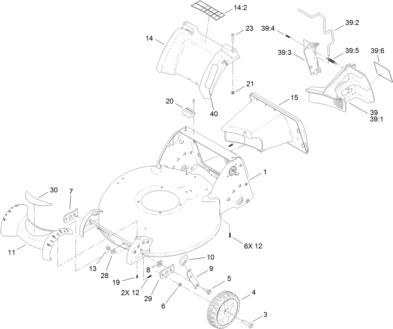 Housing, Front Wheel and Rear Door Assembly