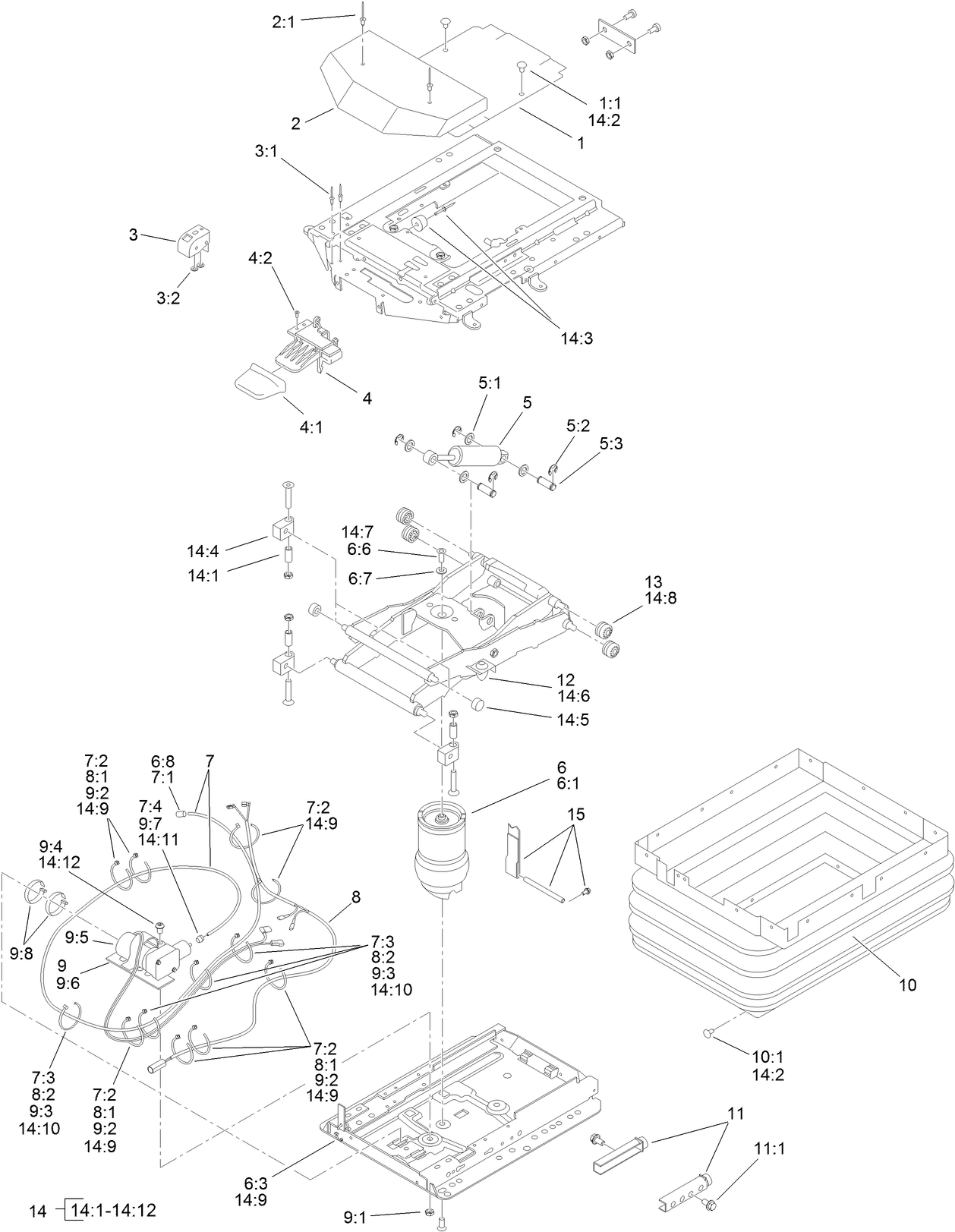 Air Ride Seat Suspension Assembly No. 108-1488