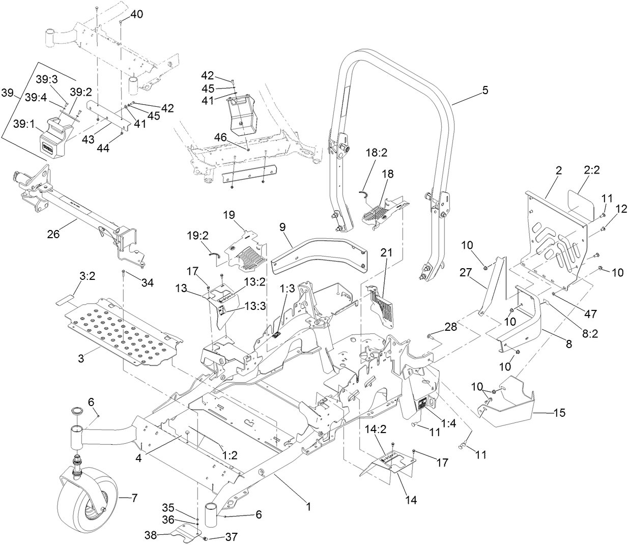 Frame, Caster and Z Stand Assembly