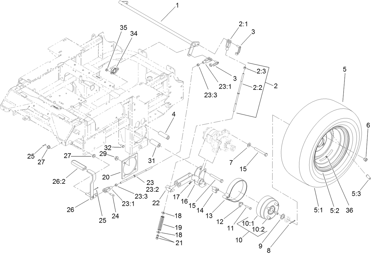 Main Frame and Rear Wheel Assembly