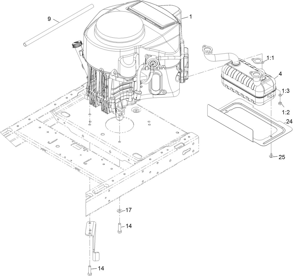 Engine and Muffler Assembly