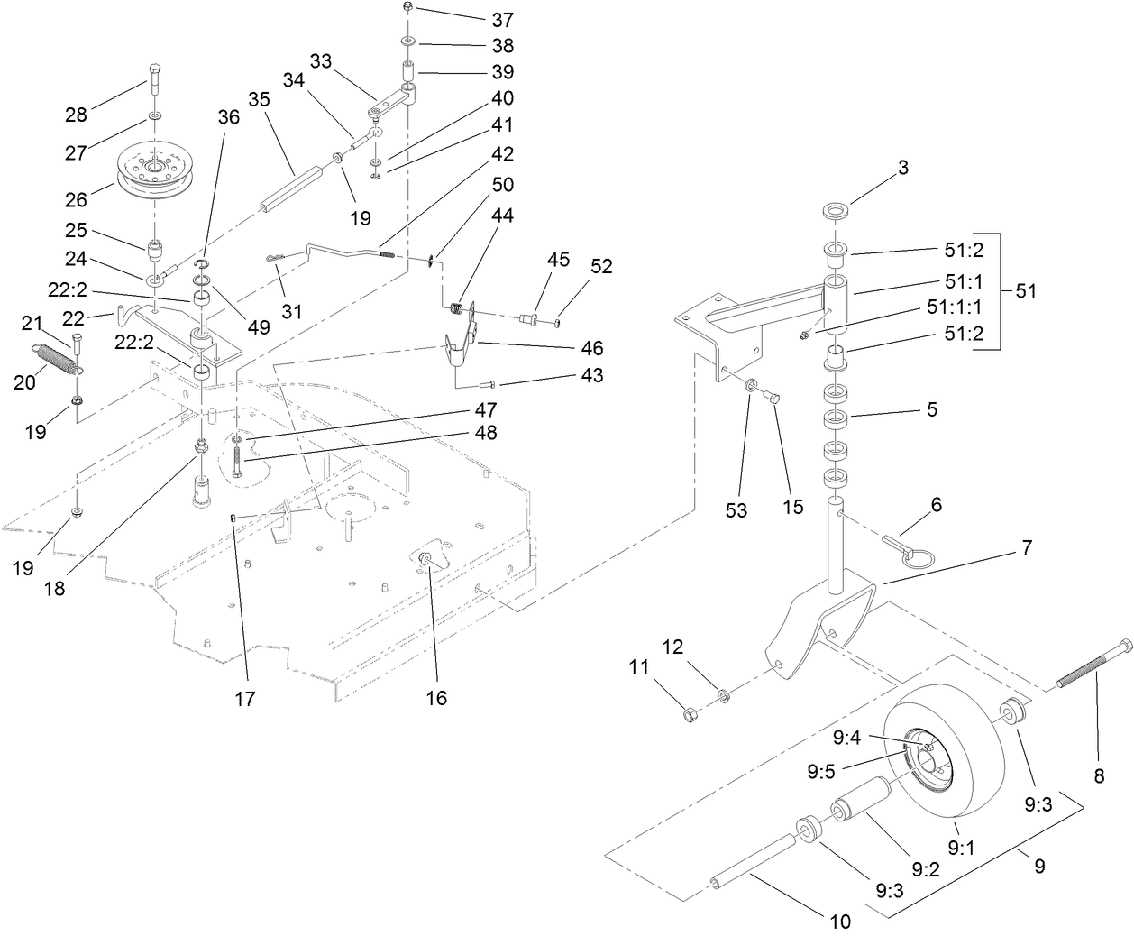 Idler Arm and Caster Wheel Assembly