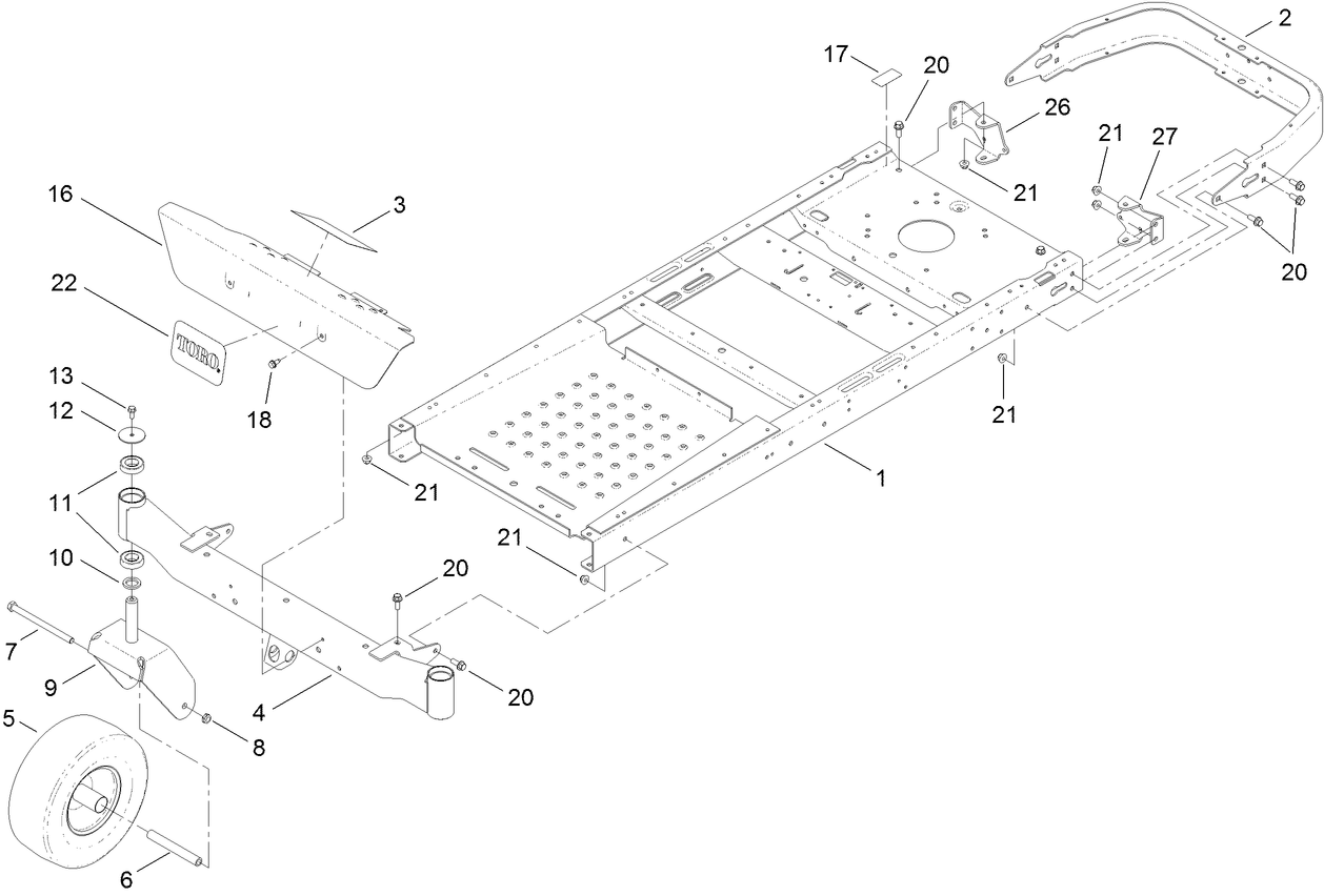 Frame, Front Axle and Caster Wheel Assembly