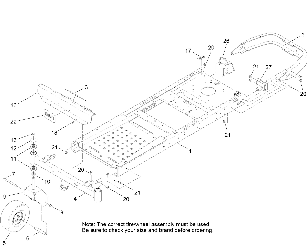 Frame, Front Axle and Caster Wheel Assembly