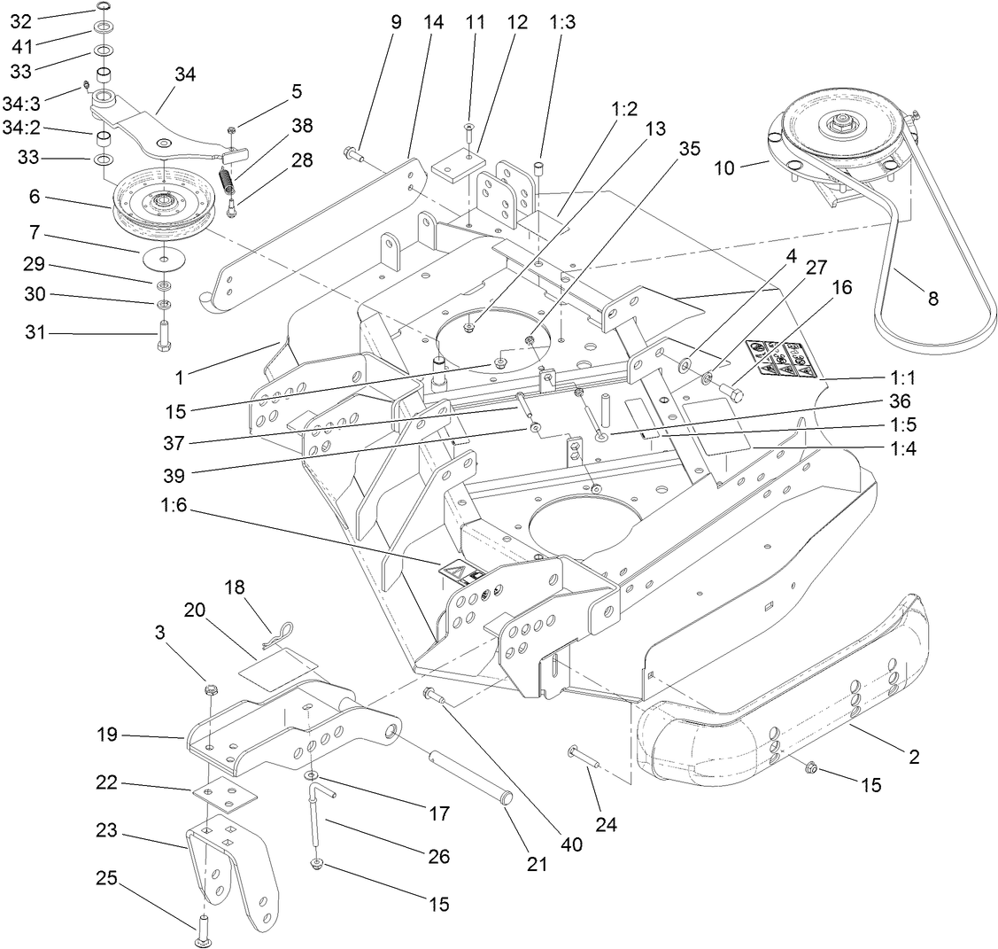 Left Deck Idler and Skid Assembly