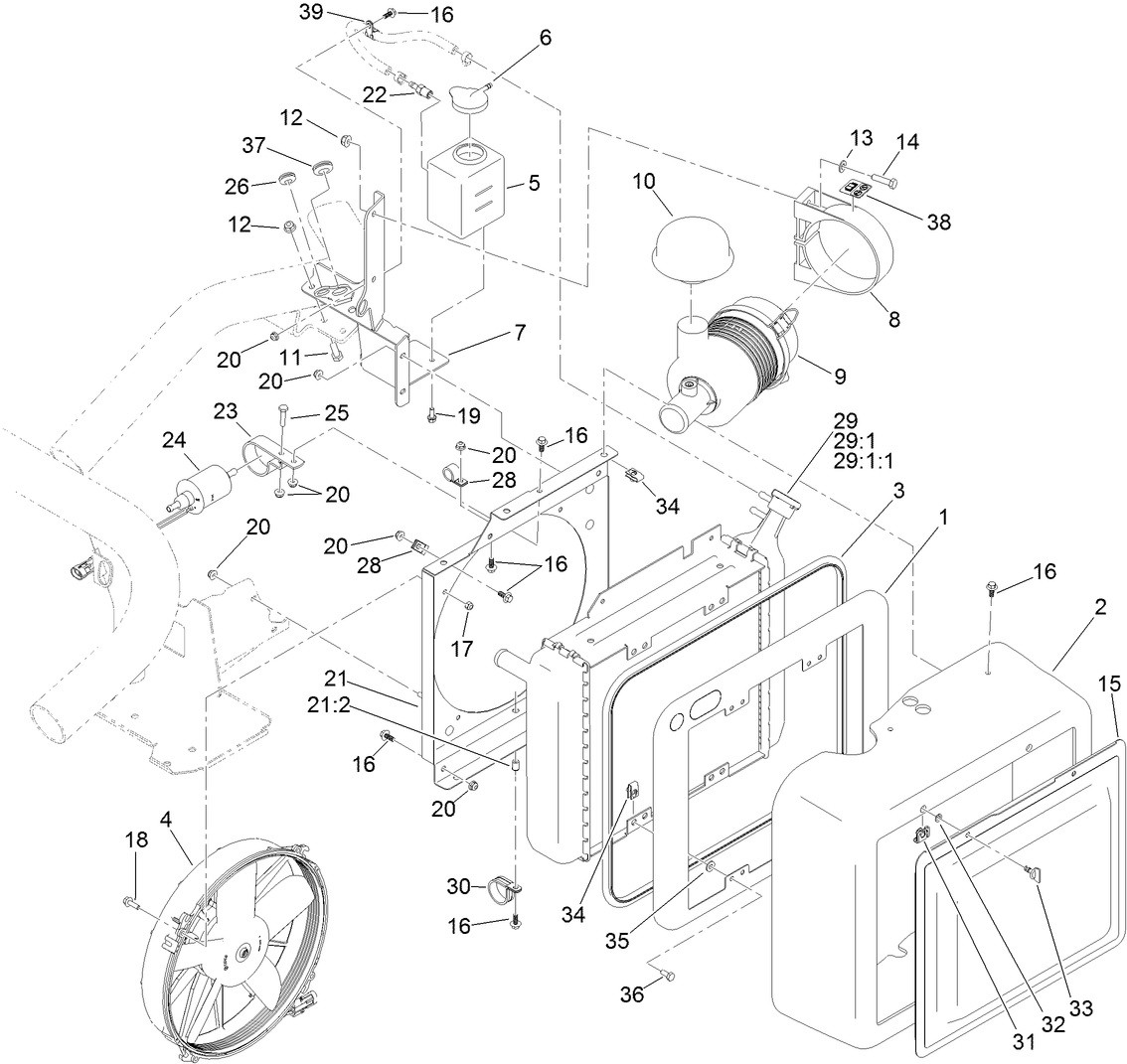Radiator, Fuel Pump and Air Cleaner Assembly