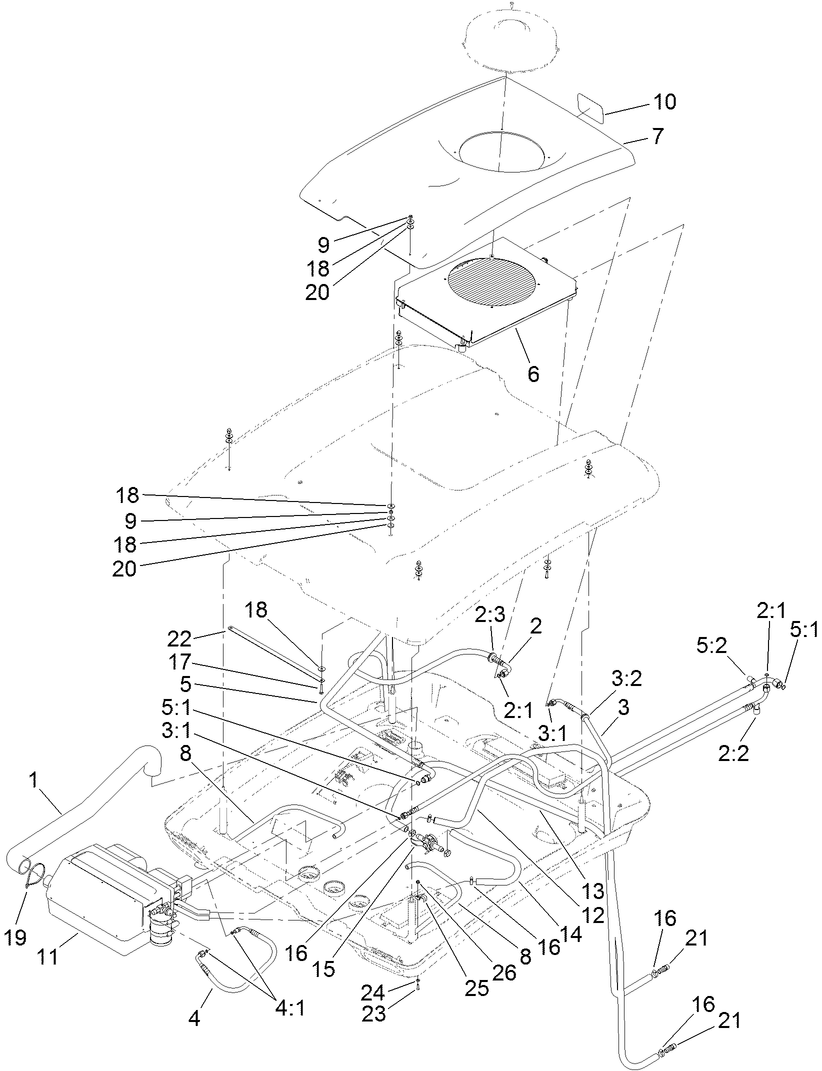 Roof, Condenser and Evaporator Cab Assembly