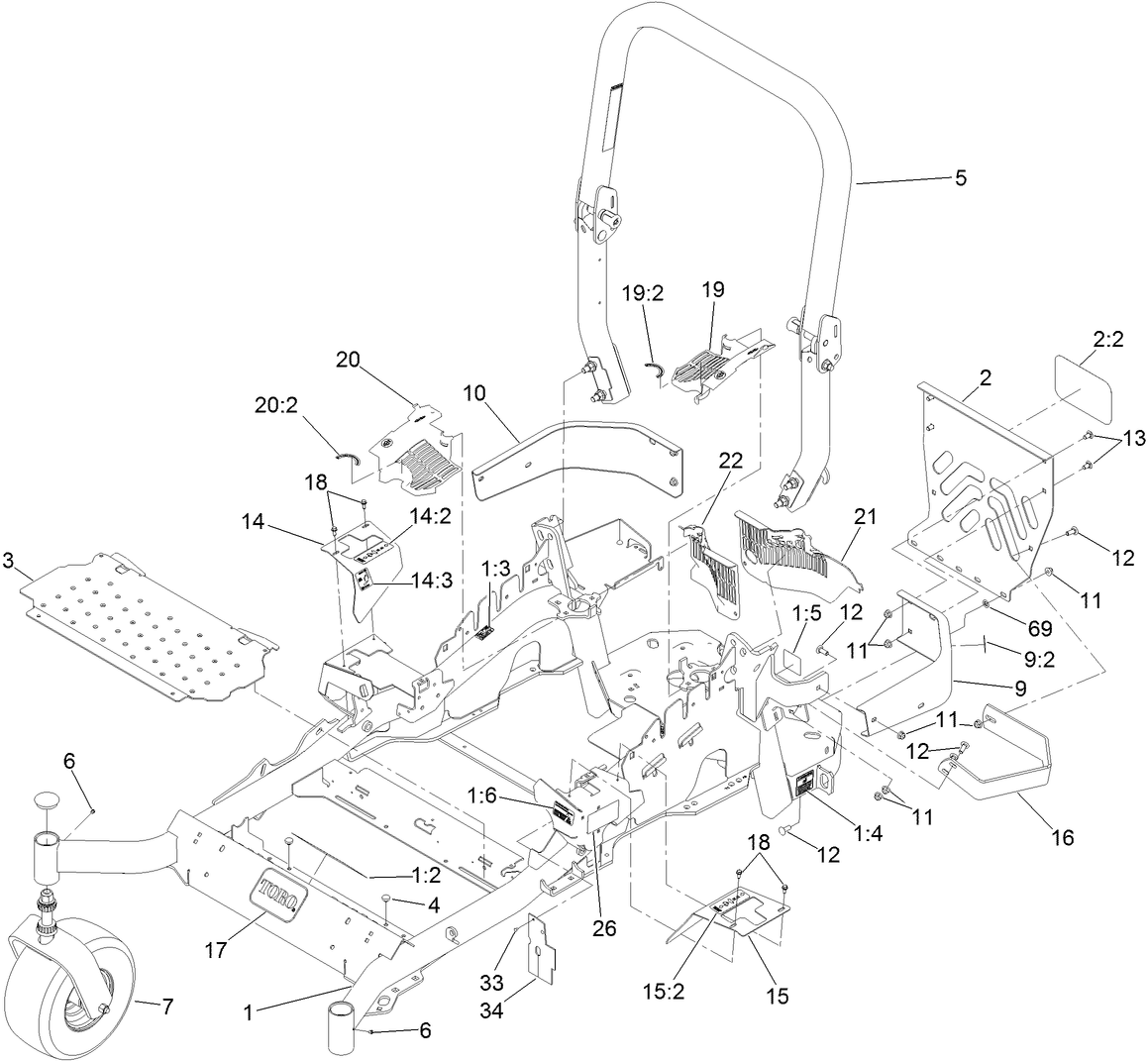 Frame and Caster Wheel Assembly