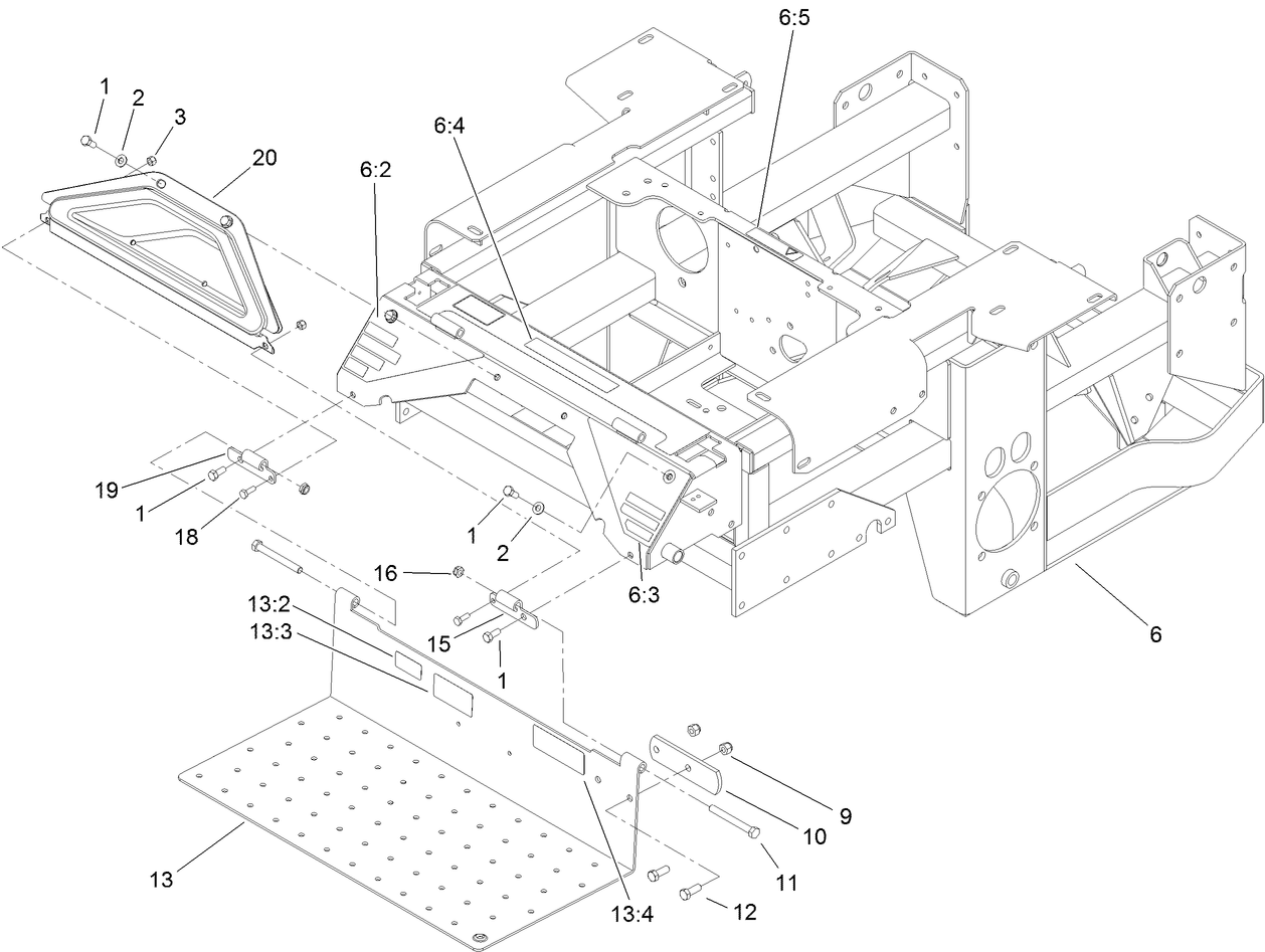 Engine Frame, Console and Floor Pan Assembly