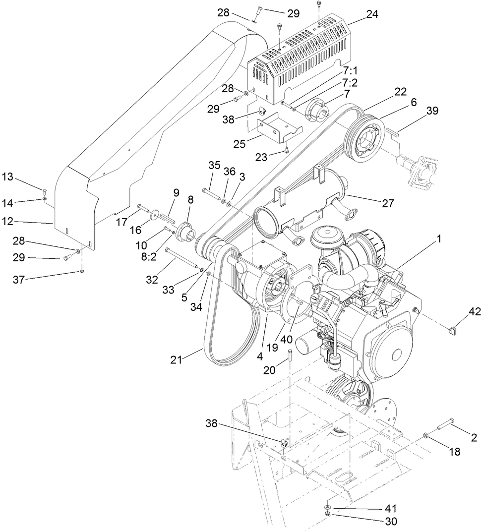 Engine, Clutch and Muffler Assembly