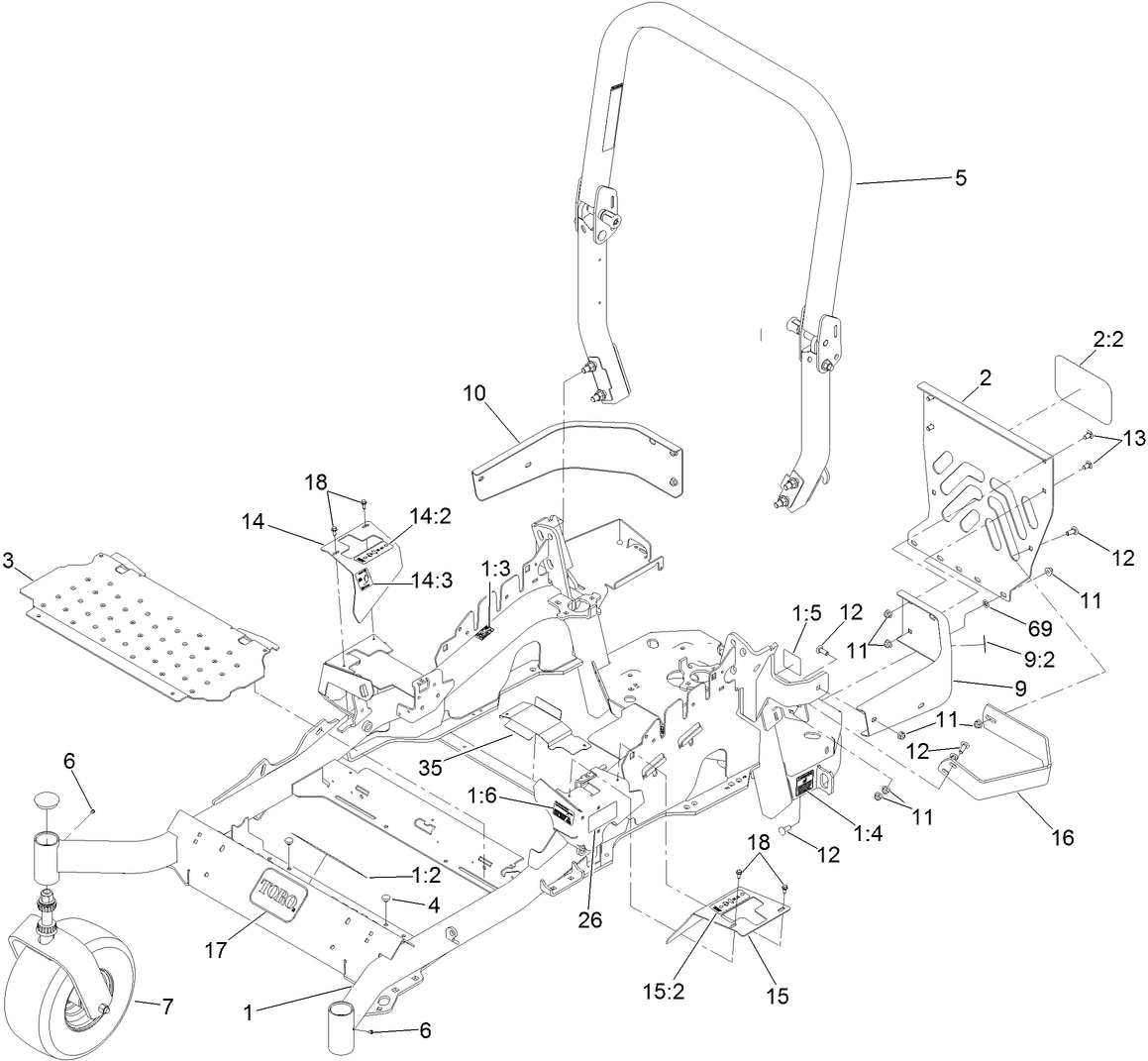 Frame and Caster Wheel Assembly