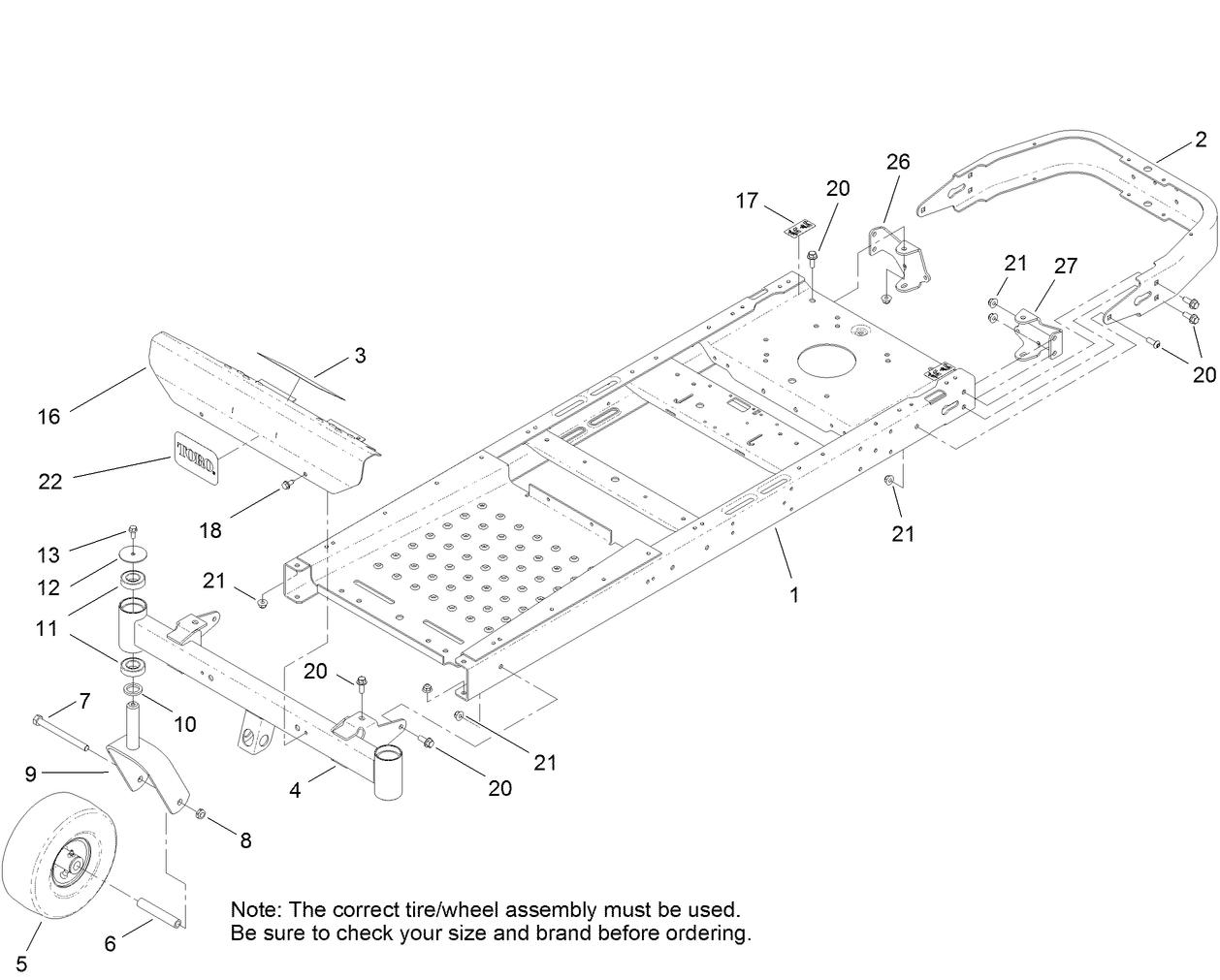 Frame, Front Axle and Caster Wheel Assembly