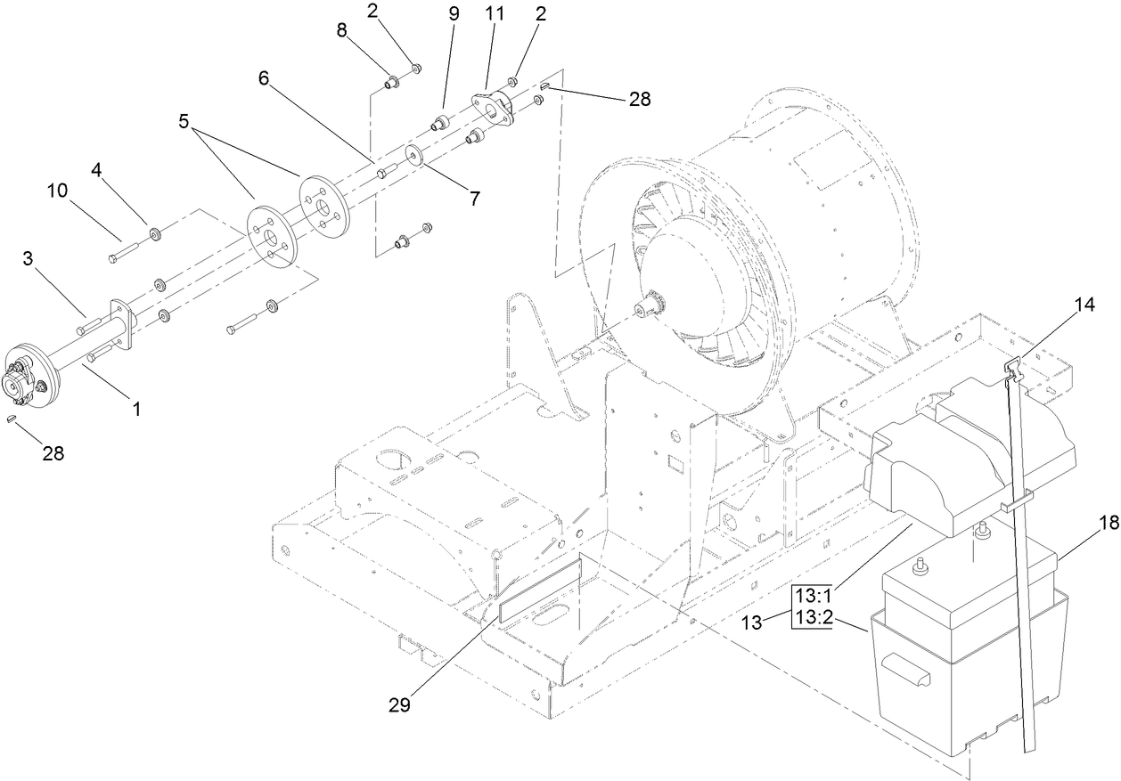 Clutch, Battery and Electrical Component Assembly