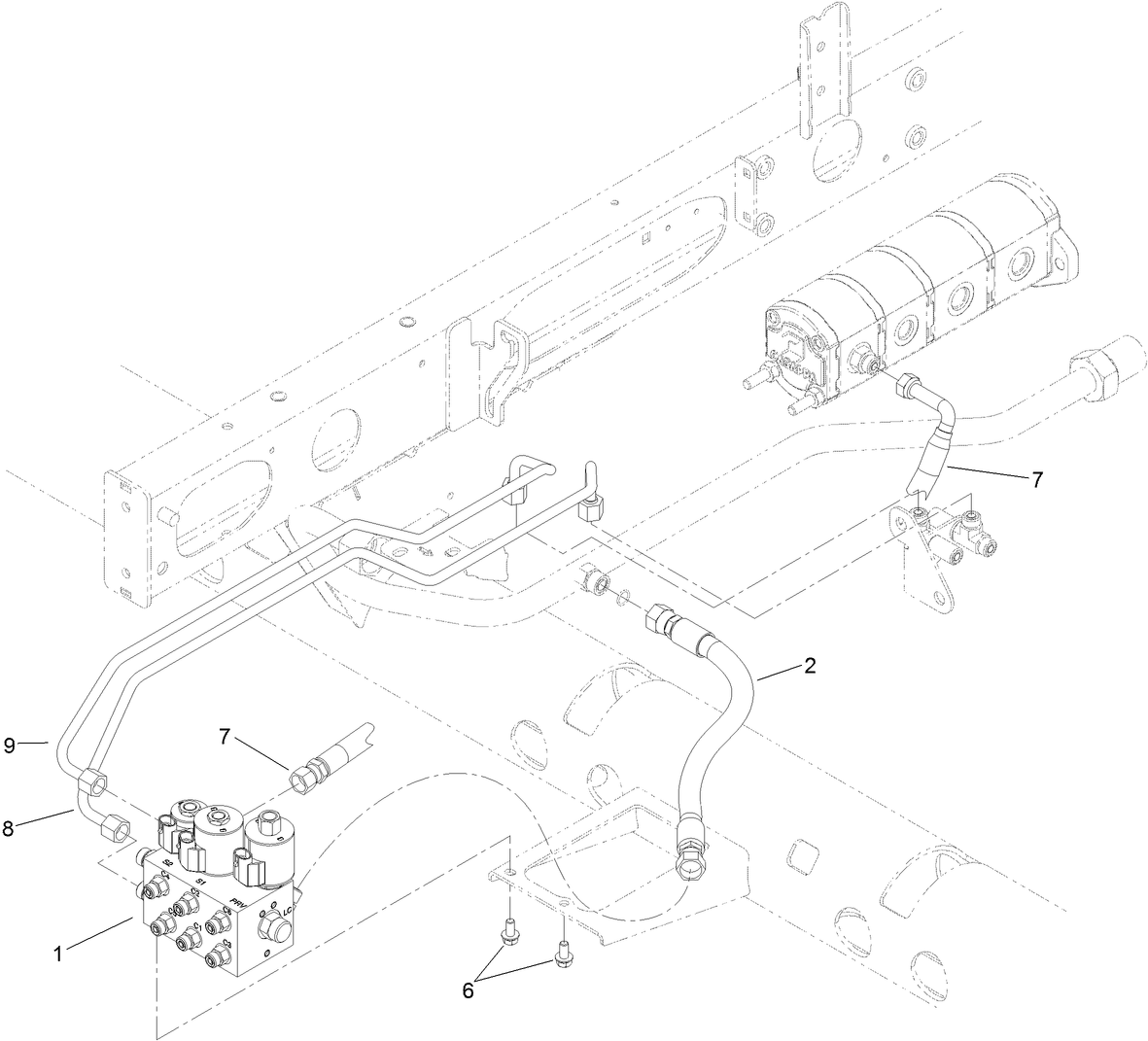 Hydraulic Lift Block and Plumbing Assembly
