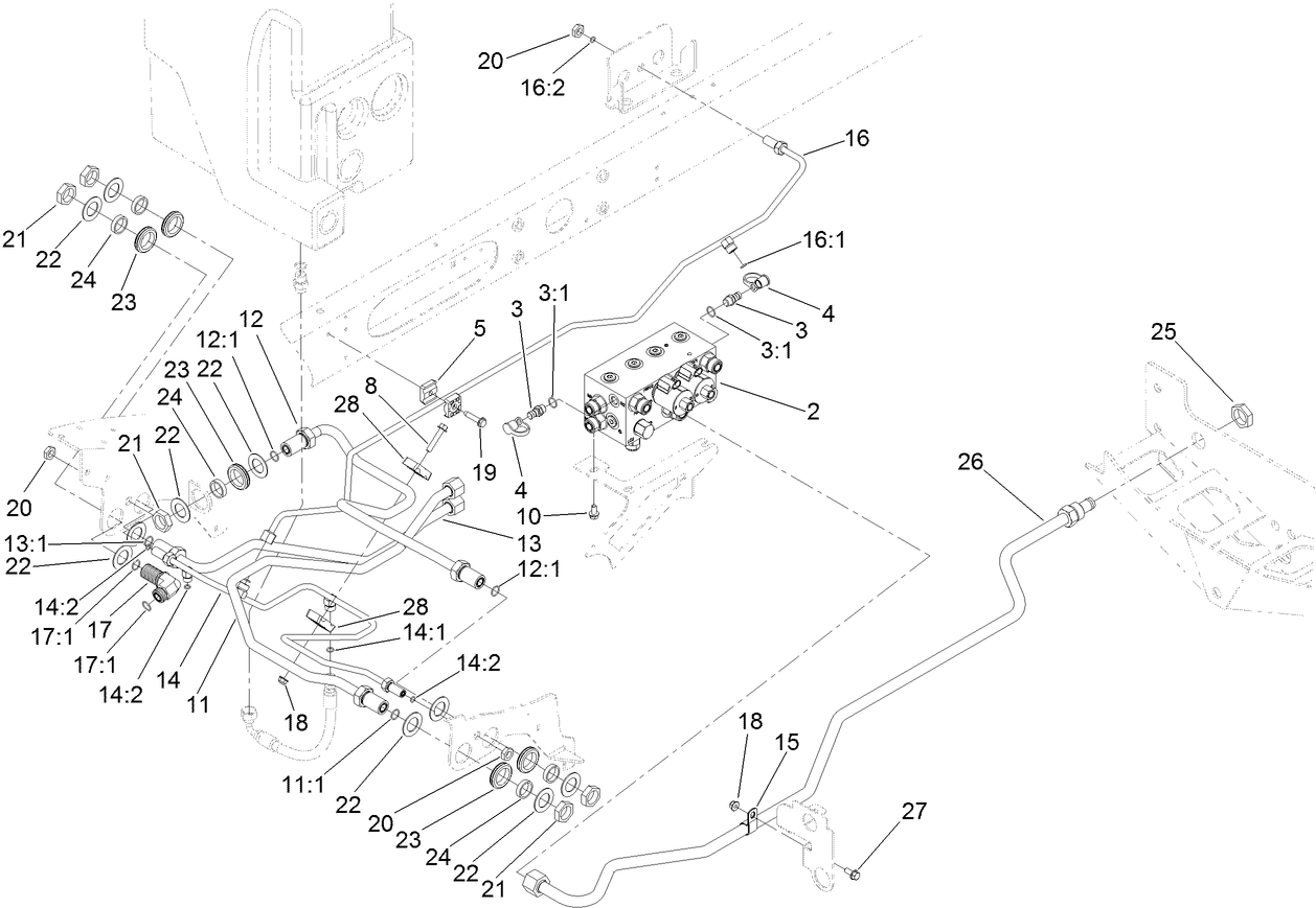 Reel Control Block Hydraulic Plumbing Assembly