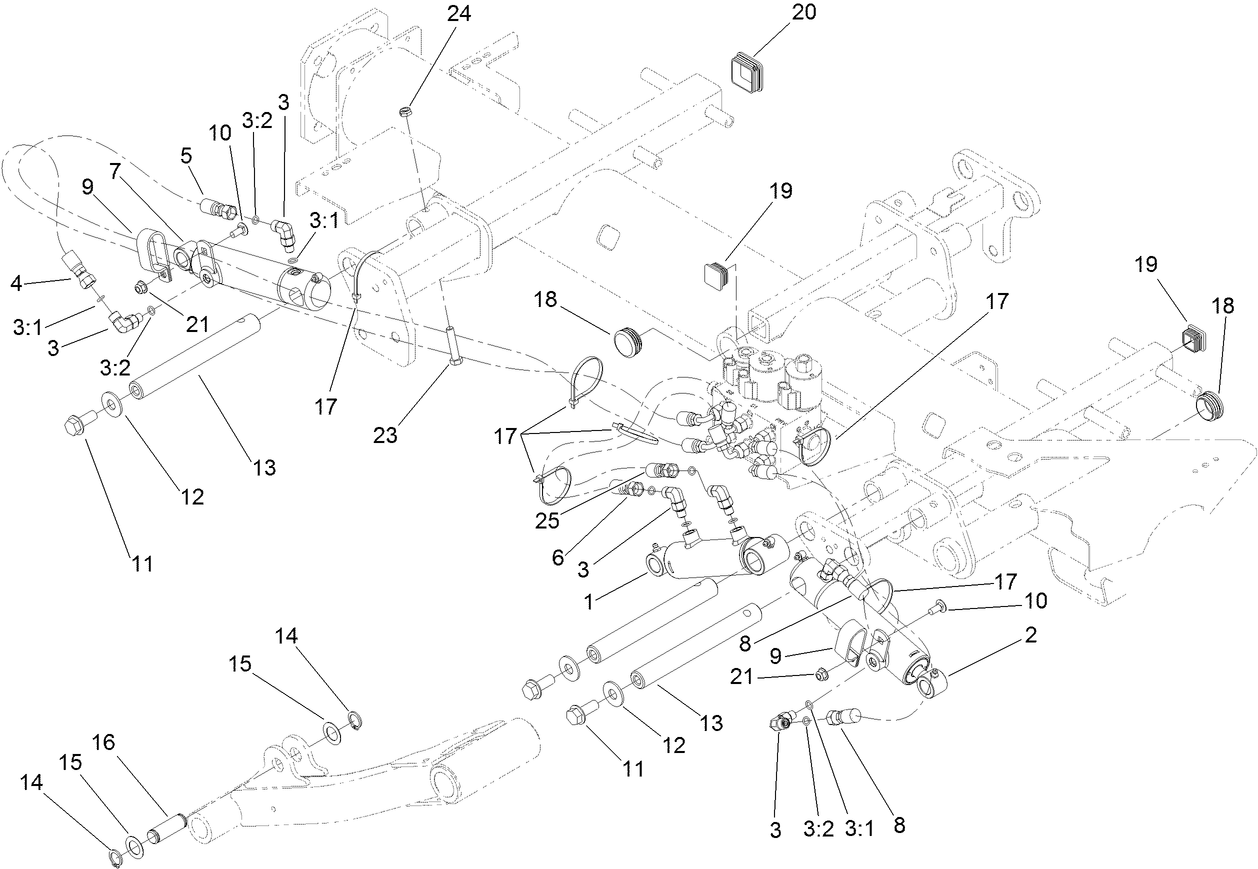 Front Lift Cylinder and Plumbing Assembly