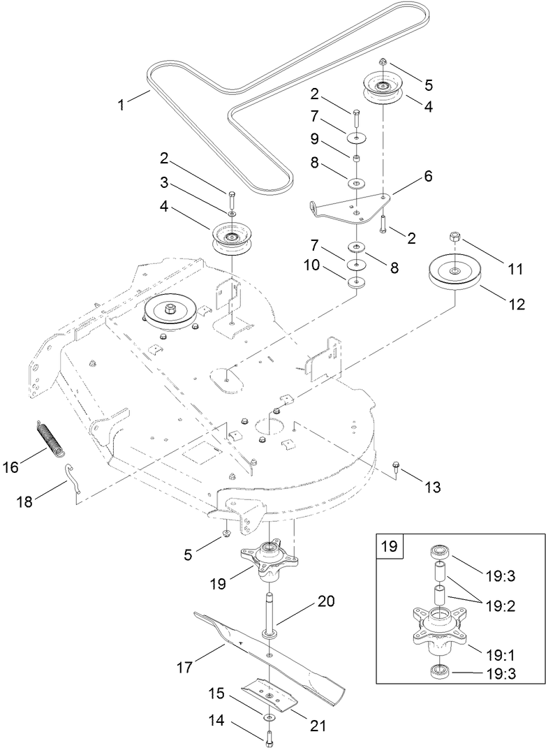 42 Inch Deck, Belt and Blade Assembly