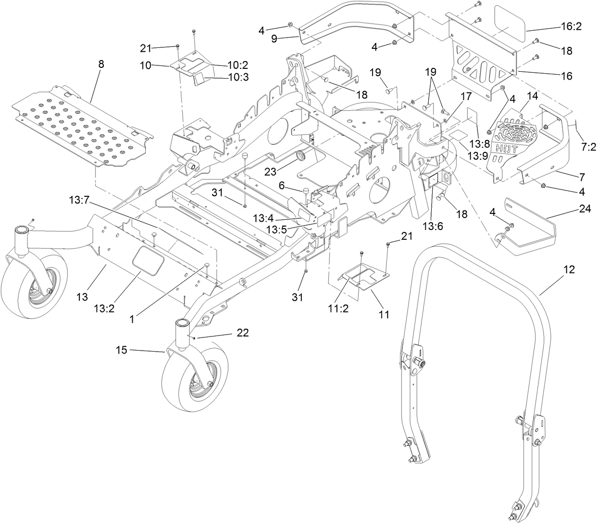 Frame and Caster Wheel Assembly