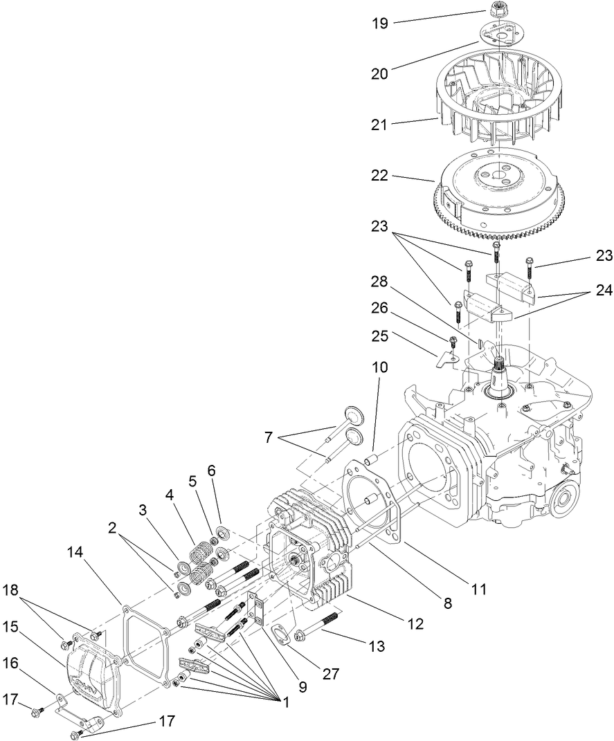 Cylinder Head and Flywheel Assembly