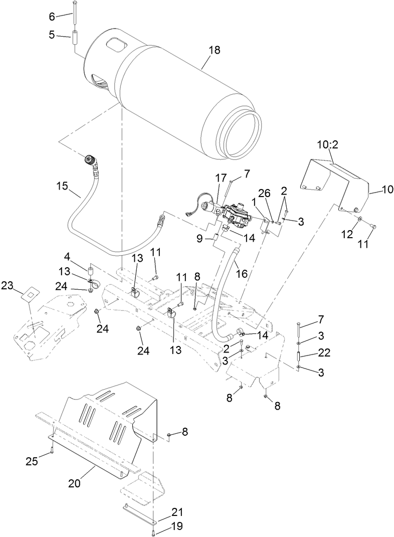 LPG Valve, Tank and Hose Assembly