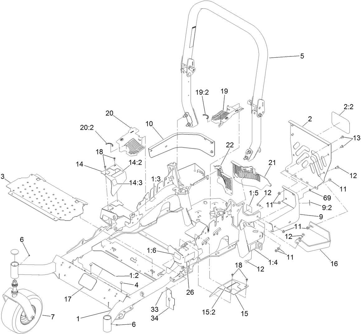 Frame and Caster Wheel Assembly