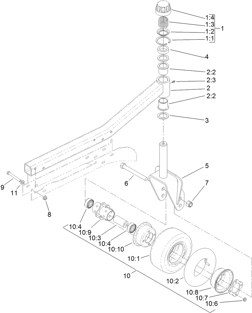Right Hand and Left Hand Castor Arm and Wheel Assembly