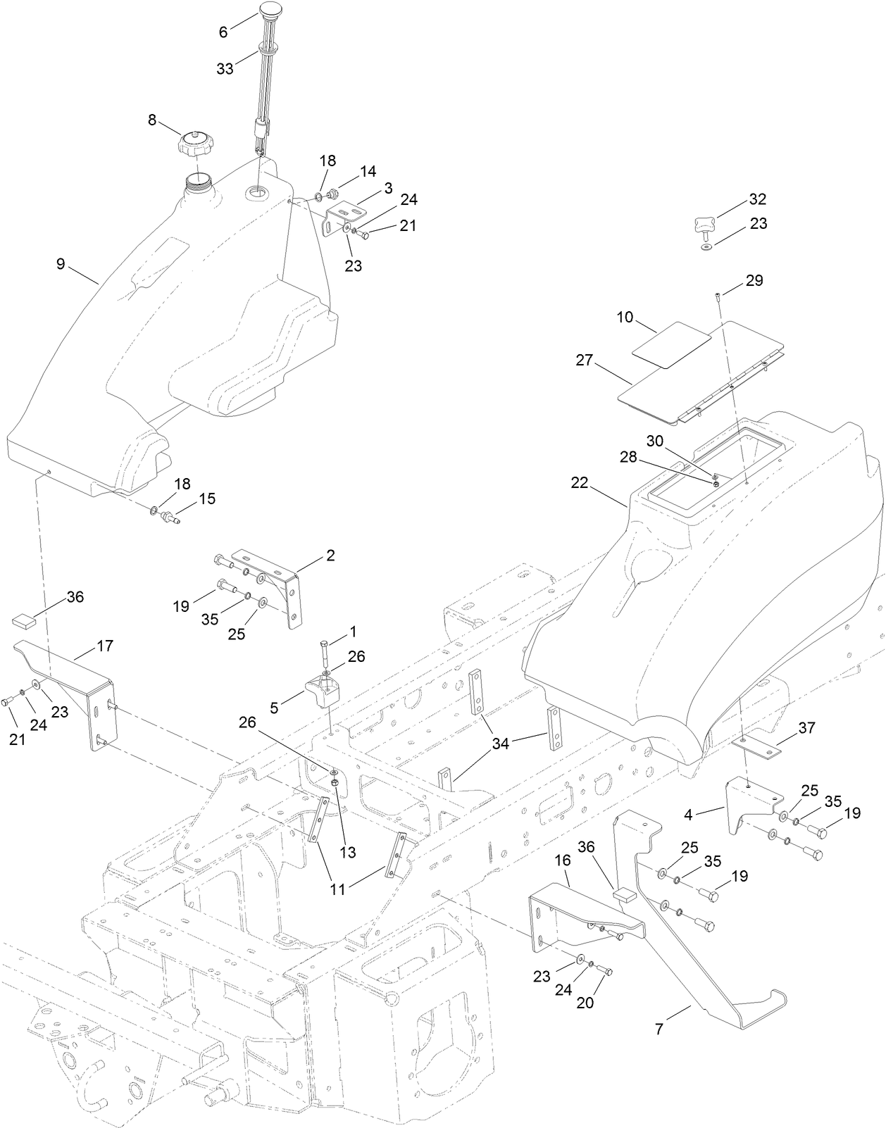 Fuel Tank and Storage Pod Assembly