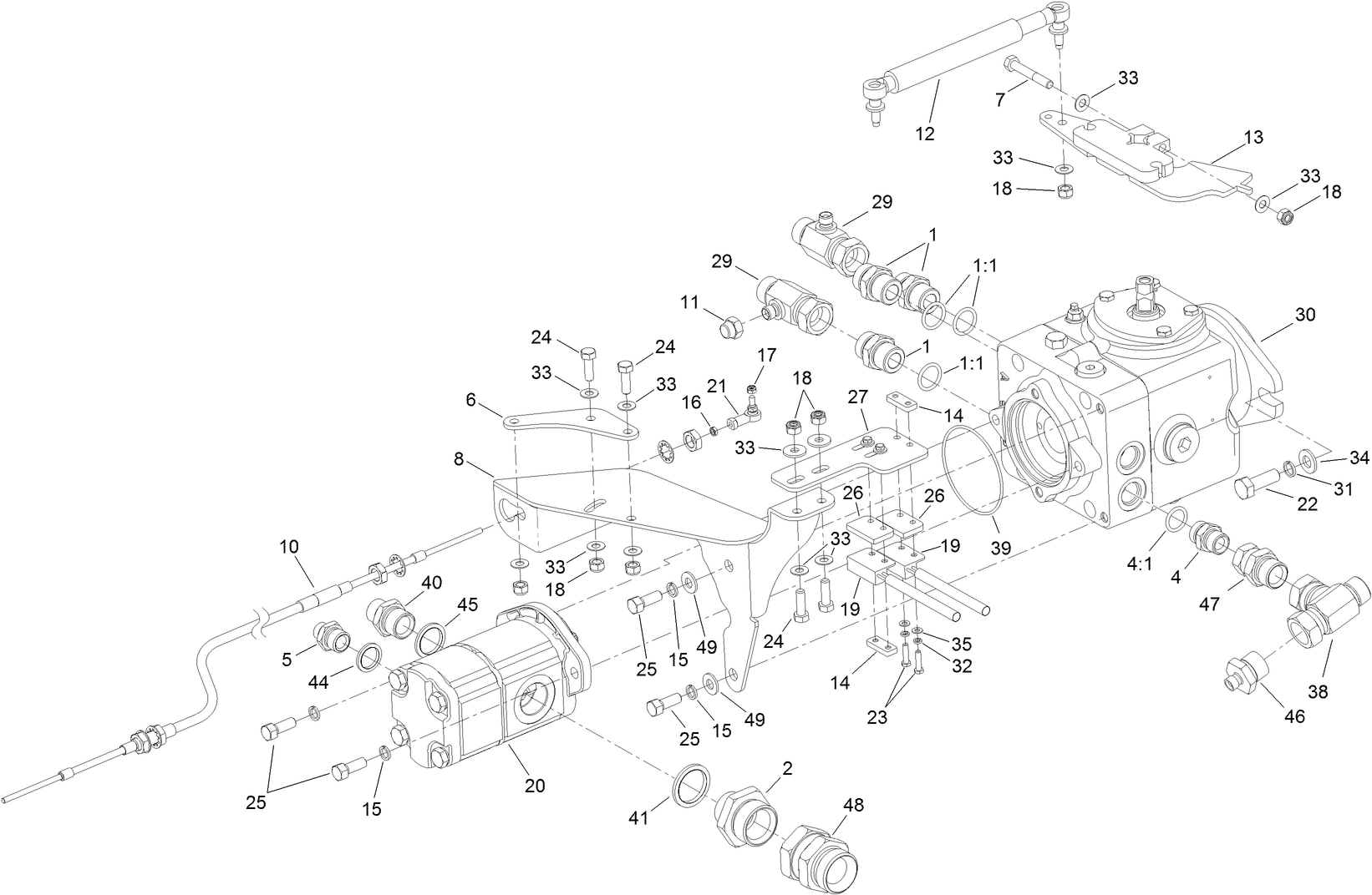 Transmission and Tandem Pump Assembly