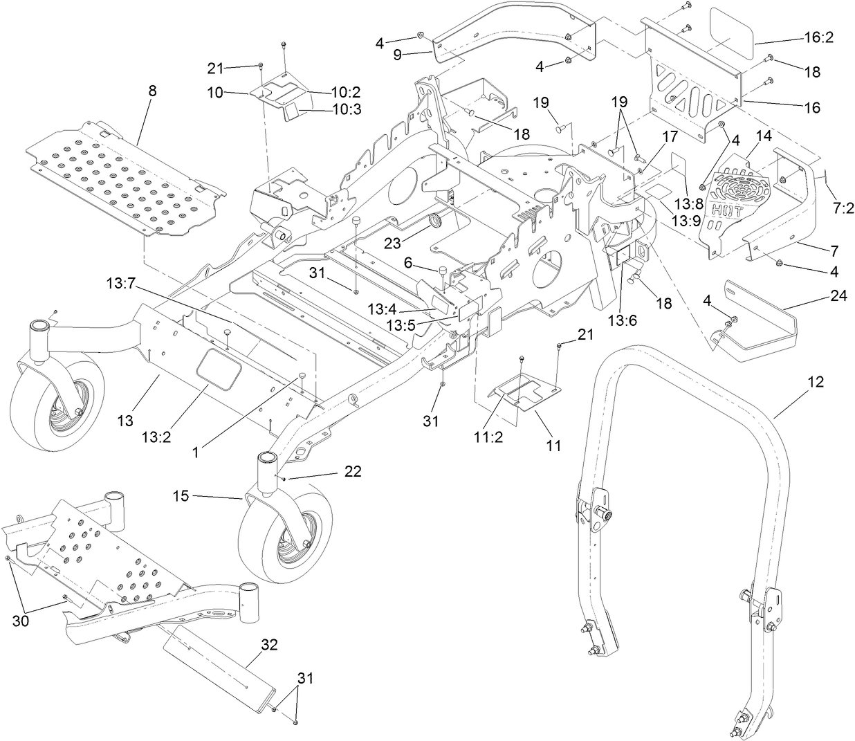 Frame and Caster Wheel Assembly