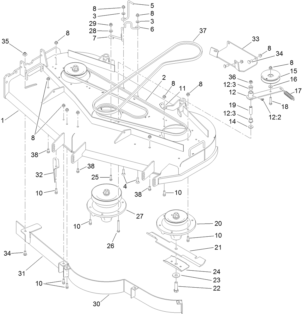 Deck Drive and Baffle Assembly