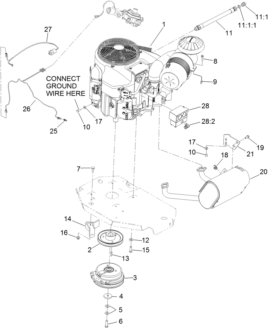 Engine, Clutch and Muffler Assembly