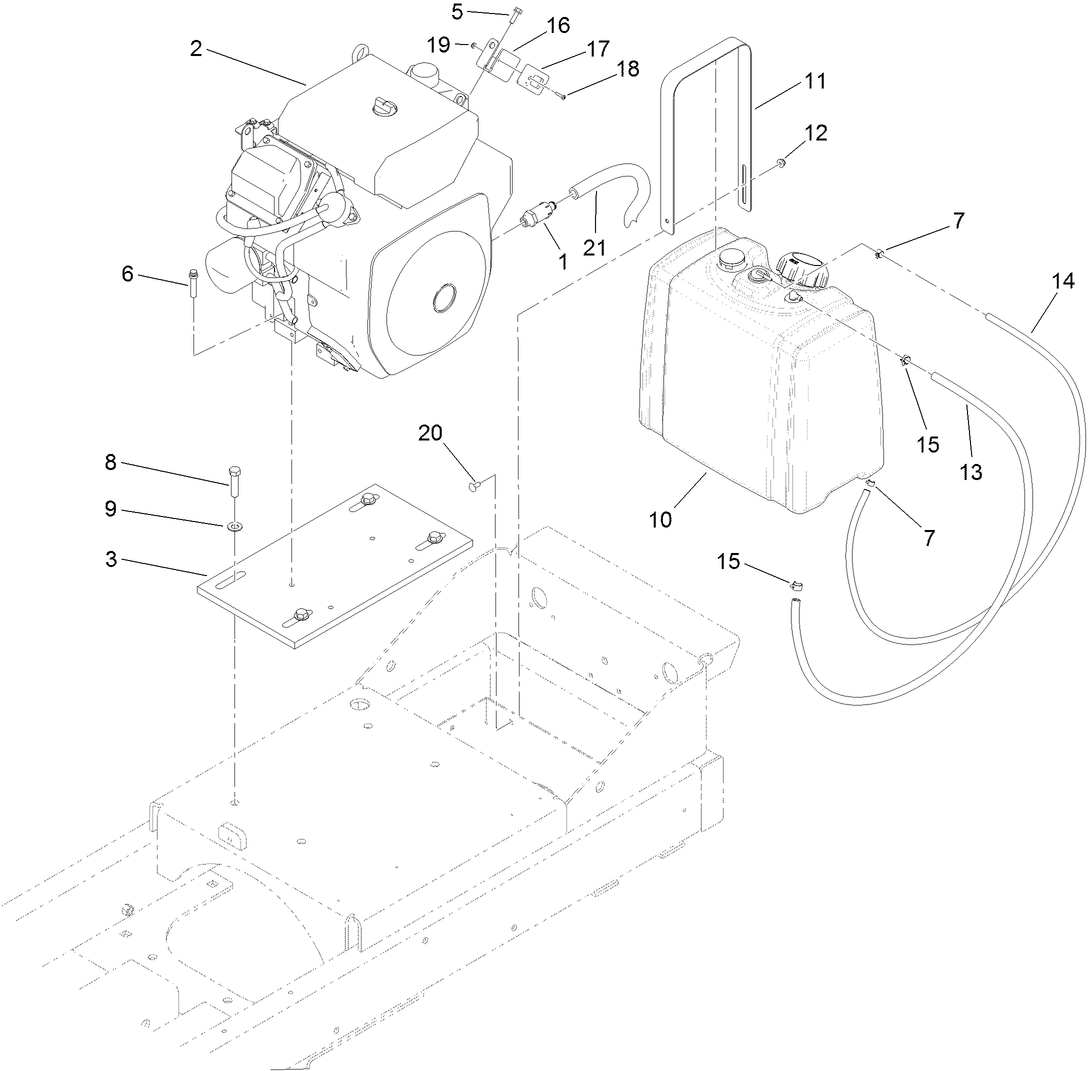 Engine and Fuel Tank Assembly