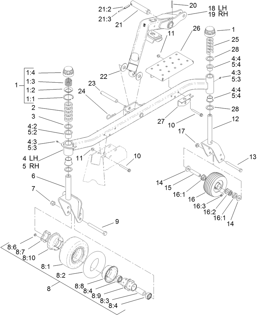 Caster and Lift Arm Assembly