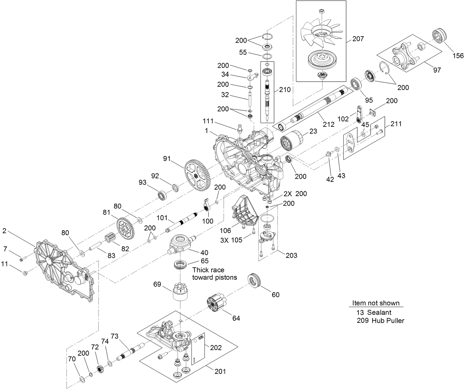 LH Hydro Transmission Assembly No. 119-8892