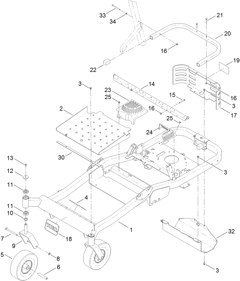 Main Frame and Caster Wheel Assembly