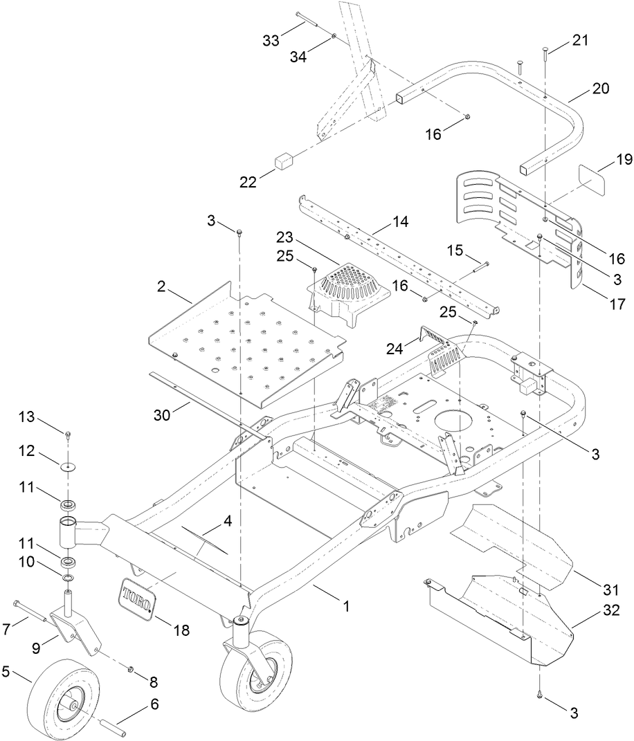 Main Frame and Caster Wheel Assembly