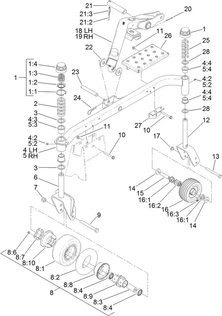 Caster and Lift Arm Assembly