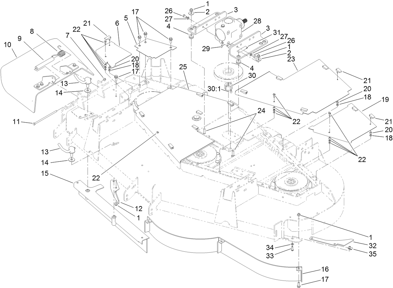 Cover, Gearbox and Baffle Assembly
