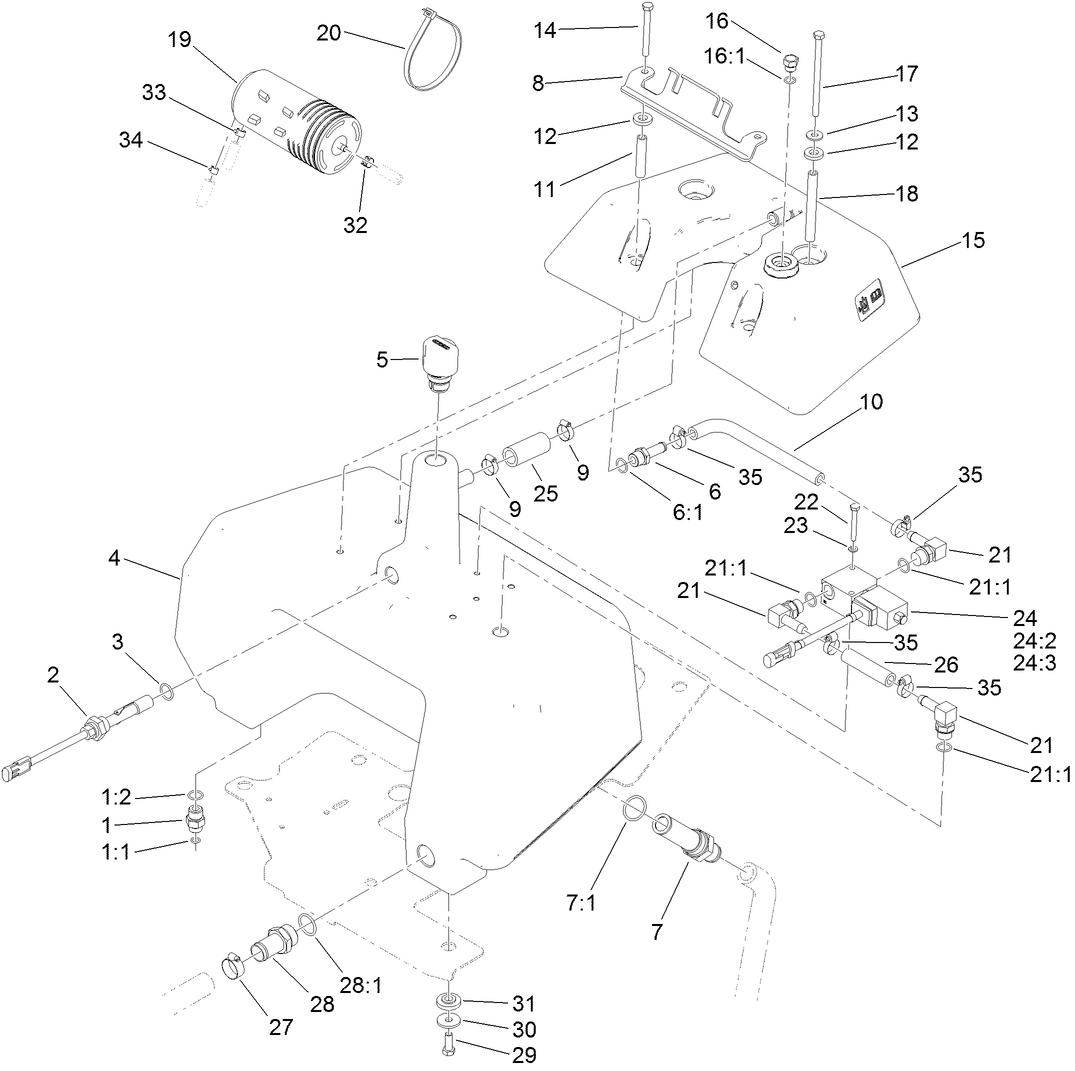 Hydraulic Reservoir and Leak Detector Assembly