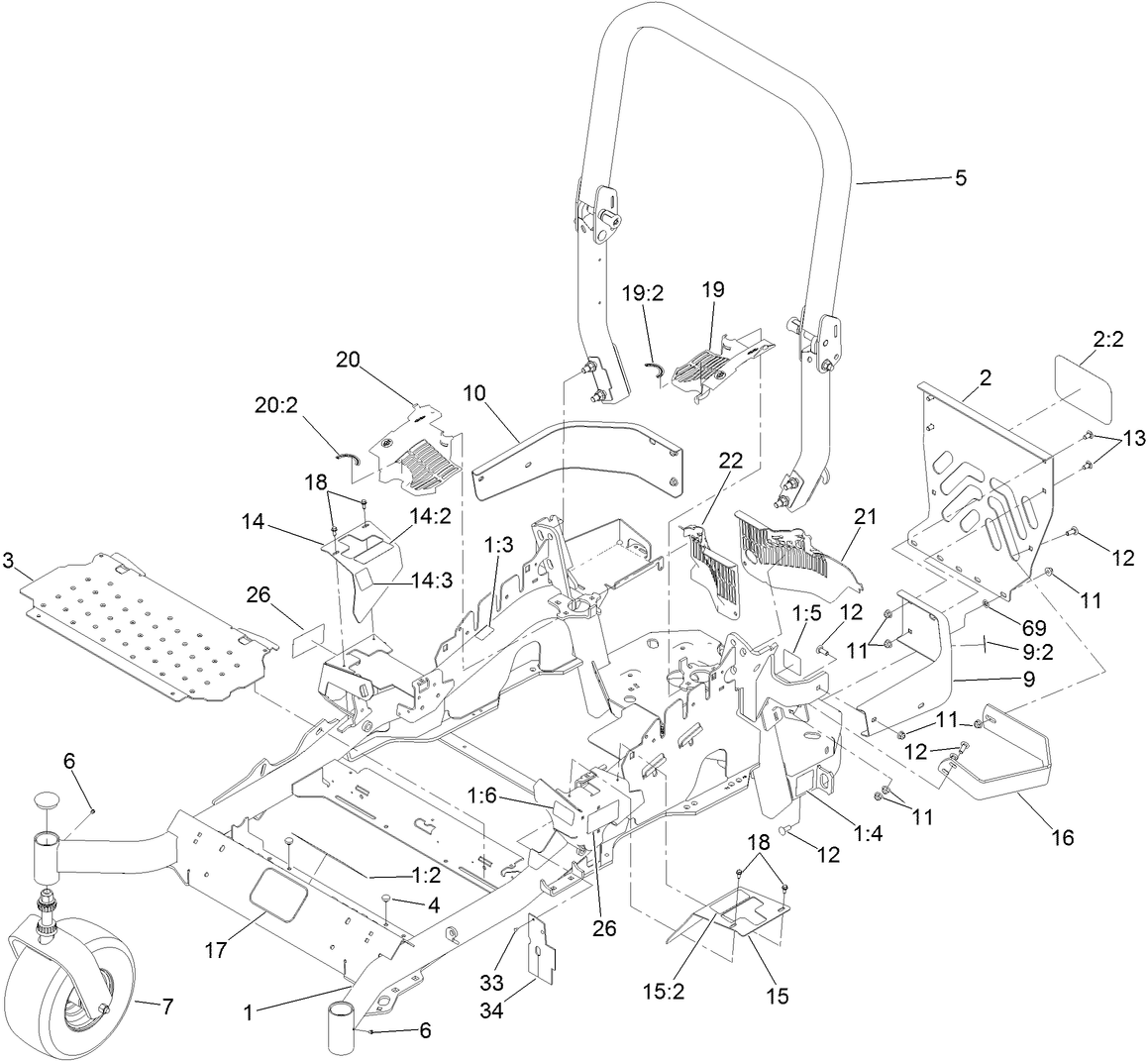Frame and Caster Wheel Assembly