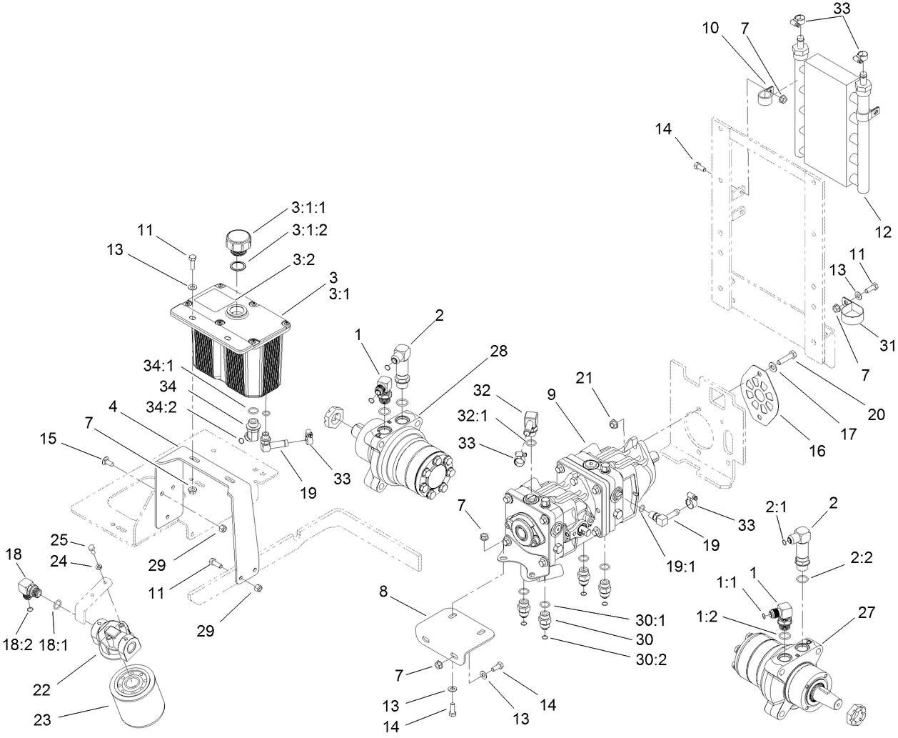 Hydraulic Tank, Pump and Motor Assembly