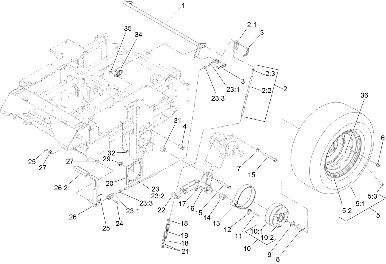 Main Frame and Rear Wheel Assembly