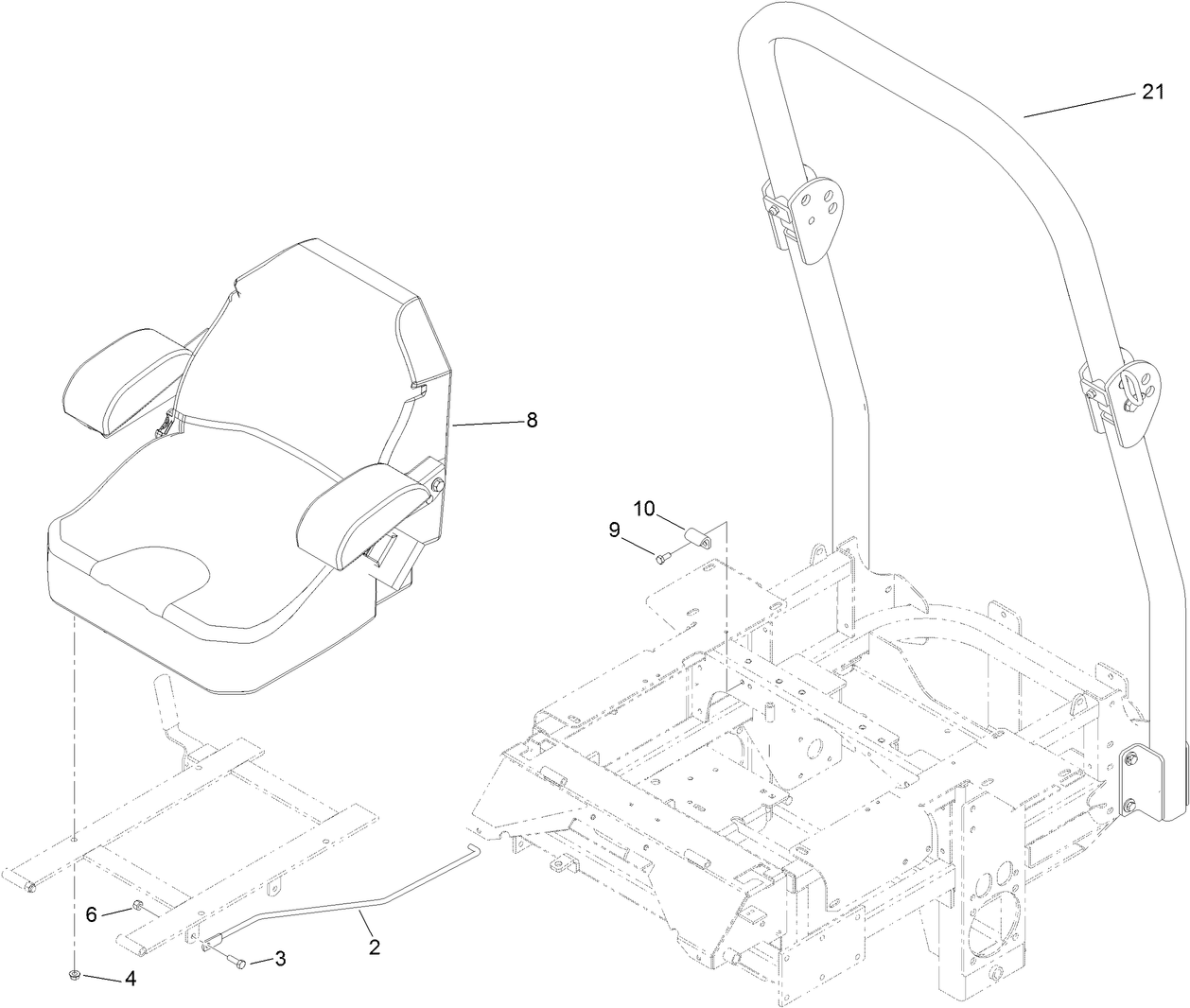 Seat and Roll-Over Protection System Assembly