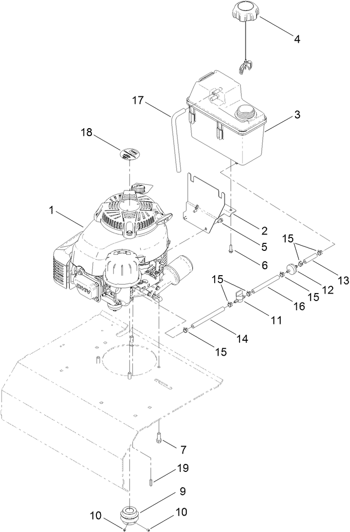 Engine and Fuel Tank Assembly
