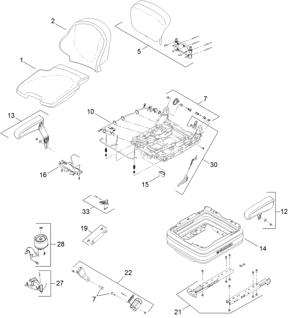 Cloth Air Ride Seat Assembly