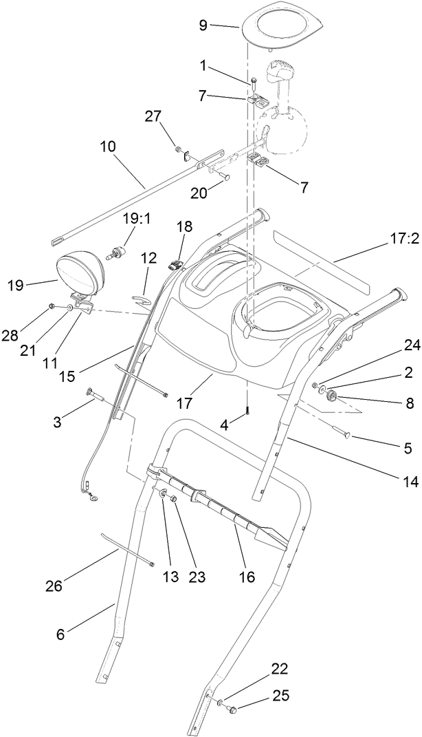 Lower Handle and Headlamp Assembly