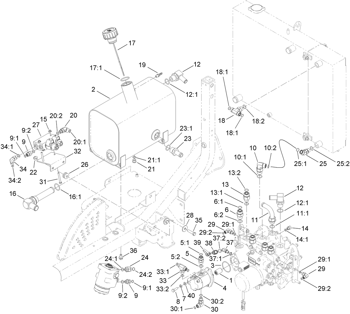 Deck Lift Valve and Hydraulic Fitting Assembly