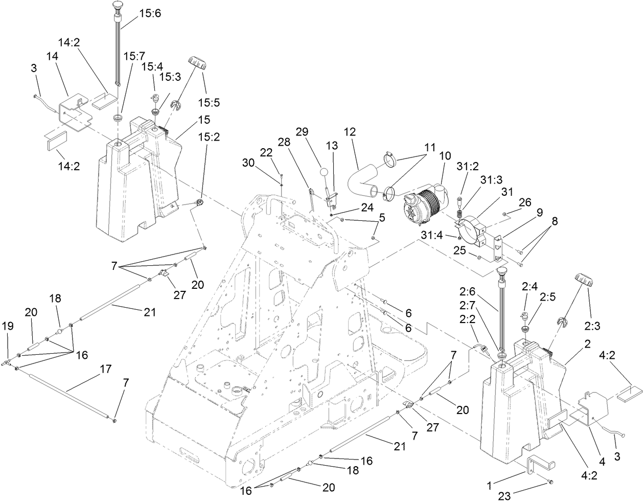 Fuel Tank and Air Filter Assembly