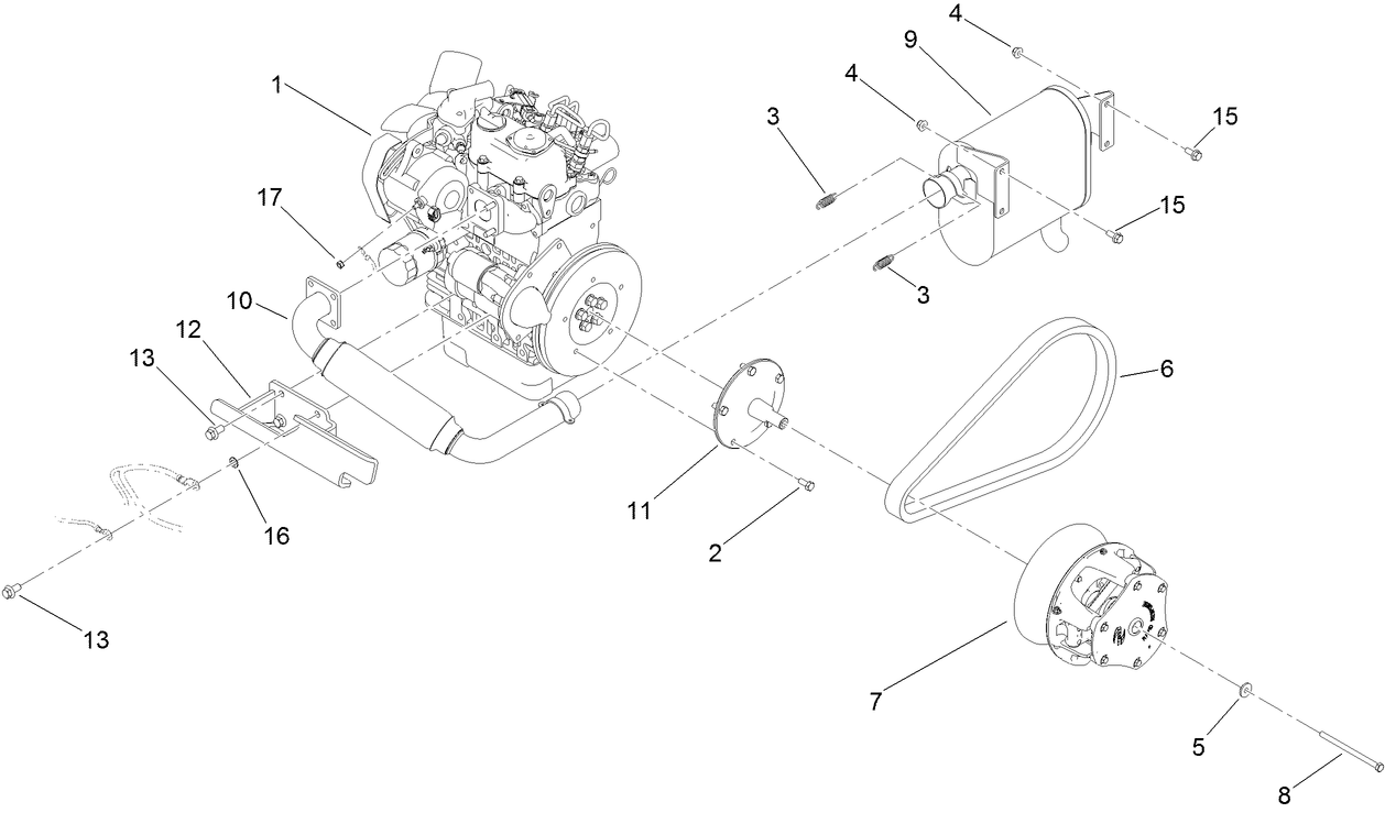 Engine, Primary Clutch and Exhaust Assembly